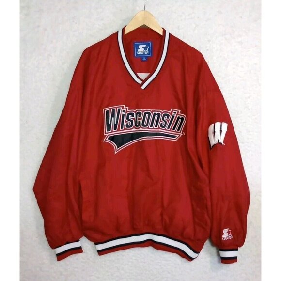 STARTER Other - Vintage Starter Wisconsin Badgers Windbreaker Jacket Lined 90's Red Men's XL